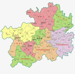 城市标记彩色详细贵州地图图标高清图片