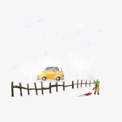 动漫场景适量冬天下雪雪覆盖车场景高清图片