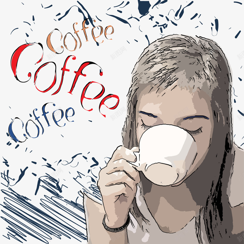 咖啡宣传海报人物png免抠素材_新图网 https://ixintu.com 咖啡店 海报设计 装饰