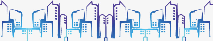 蓝紫色城市剪影线条png免抠素材_新图网 https://ixintu.com 剪影 城市 素材 紫色 线条