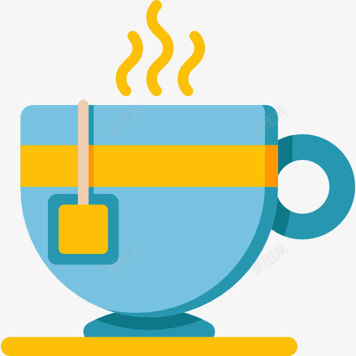 彩色咖啡杯装饰图标png_新图网 https://ixintu.com 卡通有趣 咖啡杯 彩色底纹 热气 矢量图案 茶杯