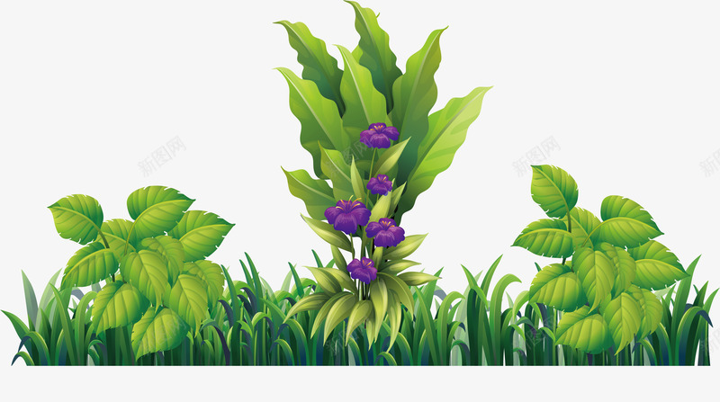 草地上的紫色花朵png免抠素材_新图网 https://ixintu.com 矢量png 紫色 紫色花朵 草地 远离雾霾 青草地