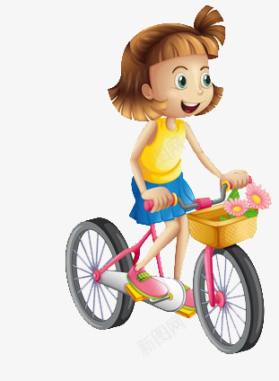 骑着自行车的女孩png免抠素材_新图网 https://ixintu.com 开心 方便 鲜花