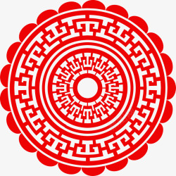 符号设计海报中国风红色剪纸圆形纹样矢量图高清图片