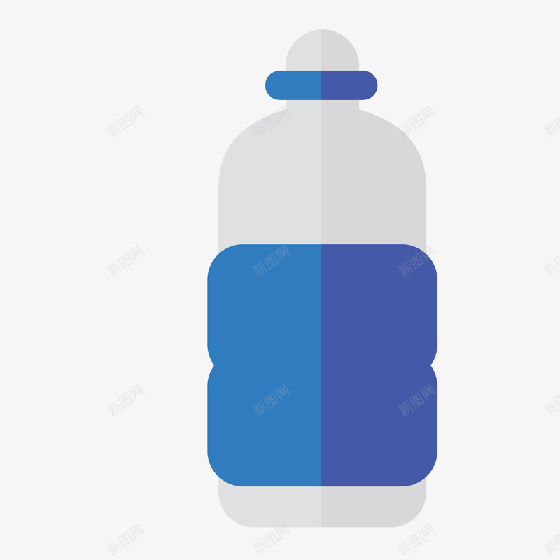 蓝色水瓶矢量图ai免抠素材_新图网 https://ixintu.com 器具 圆润 扁平化 瓶子 纹理 蓝色 质感 矢量图