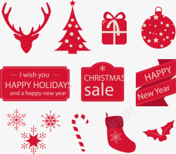 圣诞销售背景红色圣诞元素矢量图高清图片