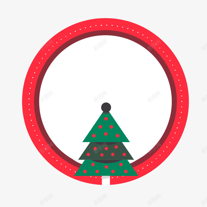 圣诞树圆形标签png免抠素材_新图网 https://ixintu.com 卡通节日矢量扁平标签贴纸 红色圣诞标签 节日标签