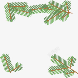 松树枝边框圣诞松树叶边框矢量图高清图片