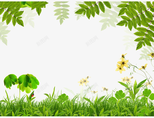 绿色树叶草地边框png免抠素材_新图网 https://ixintu.com 绿色 草地 装饰 装饰素材 边框