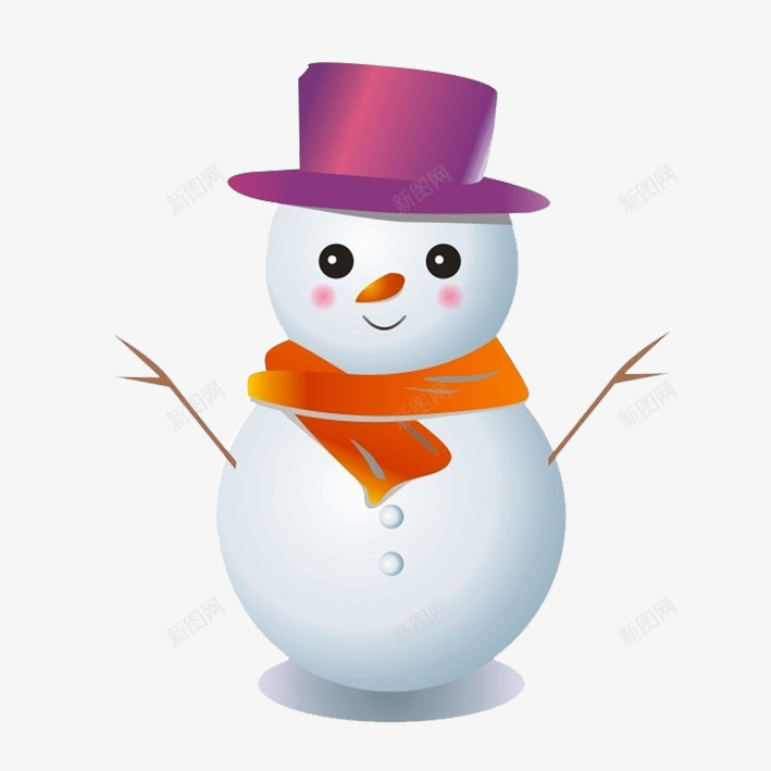 带着紫色帽子的雪人png免抠素材_新图网 https://ixintu.com 冬天 围巾 帽子 白色 紫色 雪 雪人 雪球 雪花 黄色