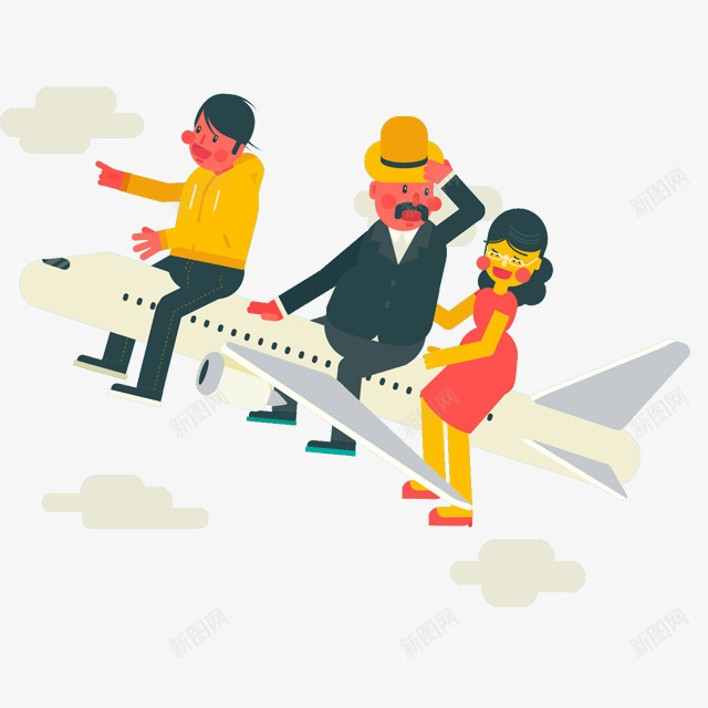 飞机上的人png免抠素材_新图网 https://ixintu.com 人物 人物插画 创意人物 卡通人物 插画 飞机 飞行