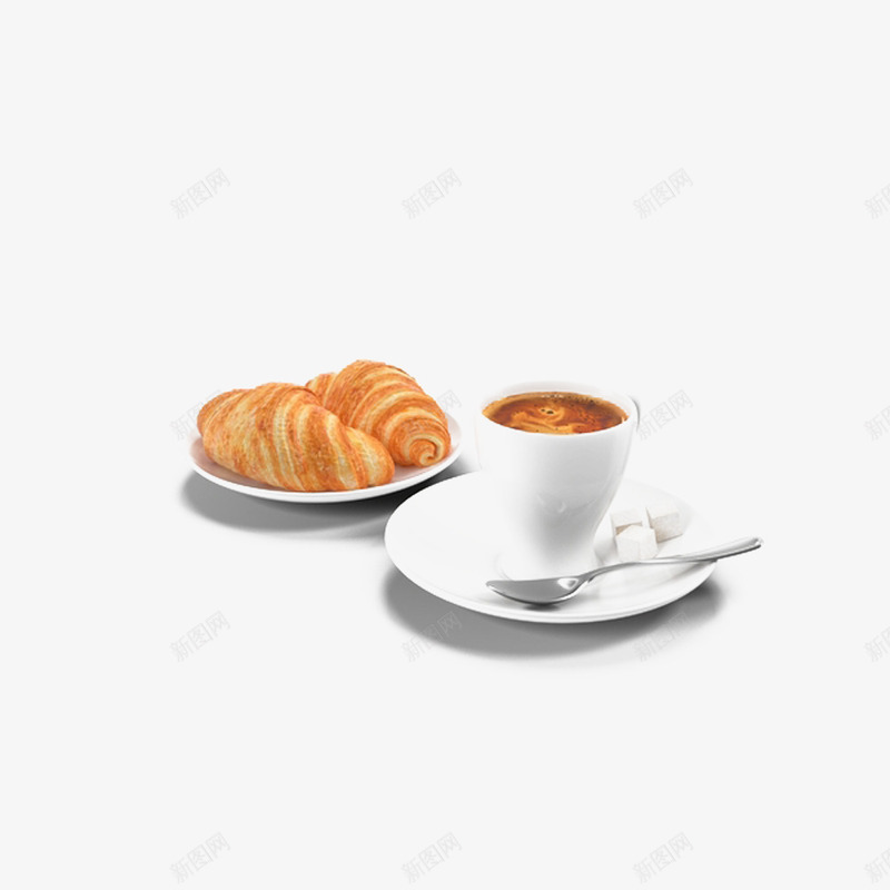 咖啡和牛角面包png免抠素材_新图网 https://ixintu.com 咖啡 早餐 牛角面包 食物