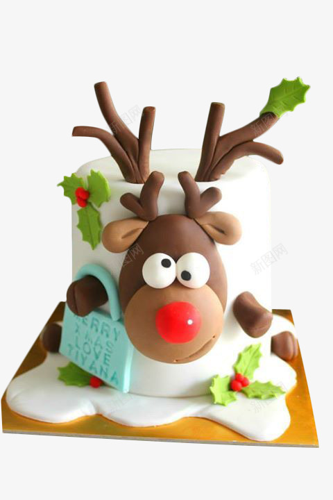 圣诞小鹿蛋糕png免抠素材_新图网 https://ixintu.com 圣诞节素材图片 定制蛋糕卡通 甜品 礼物 翻糖蛋糕