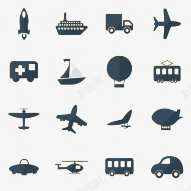 各种扁平化交通工具图标图标