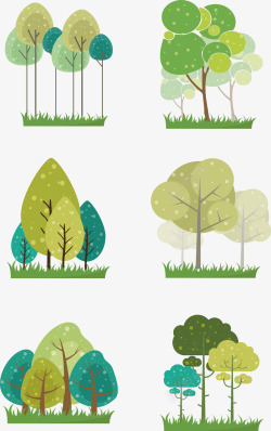 彩叶树创意树木绿色植物形矢量图高清图片