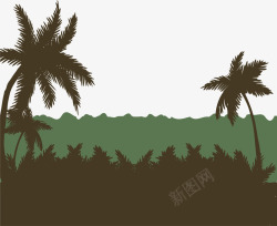 椰子树剪影矢量图素材
