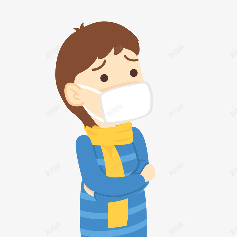 生病感冒png免抠素材_新图网 https://ixintu.com 冬天 口罩 围巾 流感病毒卡通 男孩
