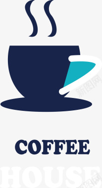 蓝色咖啡店标志图标图标