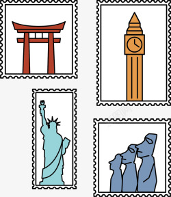 巨石建筑美国自由女神邮票高清图片