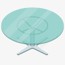 蓝色圆弧玻璃桌子元素矢量图素材