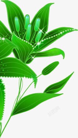 手绘绿色春季植物树叶素材