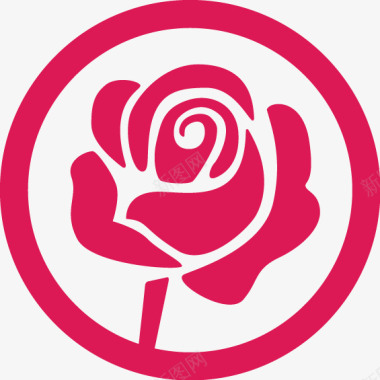 手绘玫瑰花元素图标图标