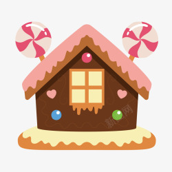 粉色的房屋圣诞糖果屋矢量图高清图片