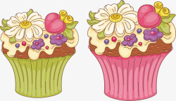 盆栽蛋糕卡通花盆矢量图高清图片