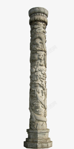 神殿装饰龙纹石柱高清图片