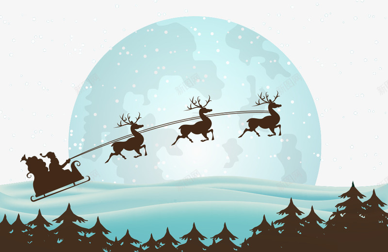 圣诞老人和麋鹿矢量图ai免抠素材_新图网 https://ixintu.com 圣诞老人 圣诞节 月亮 麋鹿 矢量图