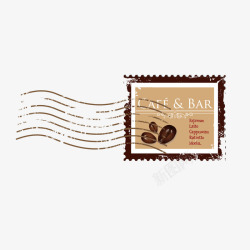 复古咖啡邮票矢量图素材