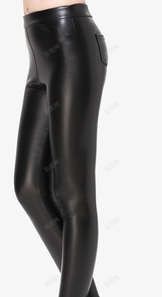 黑色皮裤png免抠素材_新图网 https://ixintu.com 女款 模特 皮质 裤子 黑色