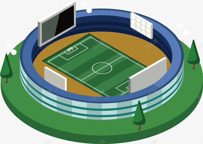高端绿色3D足球场地矢量图ai免抠素材_新图网 https://ixintu.com 3D 3D足球场地矢量 世界杯 体育 场地 比分牌 球类 足球 运动 高端绿色3D足球场地 矢量图