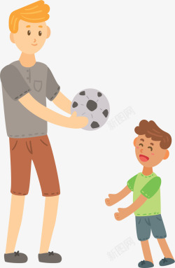 父子踢足球父子俩一起踢足球矢量图高清图片