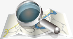 搜索位置手绘放大镜和地图矢量图高清图片