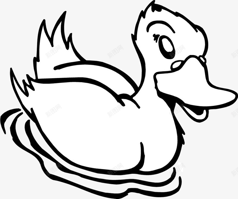 简笔鸭子图标png_新图网 https://ixintu.com 一只 卡通 手绘 水纹 白色 简笔 鸭子 黑色