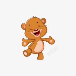 一只开心大笑的卡通熊玩偶素材