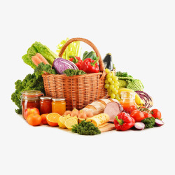 面包果蔬果蔬食品面包竹篮装饰图案高清图片