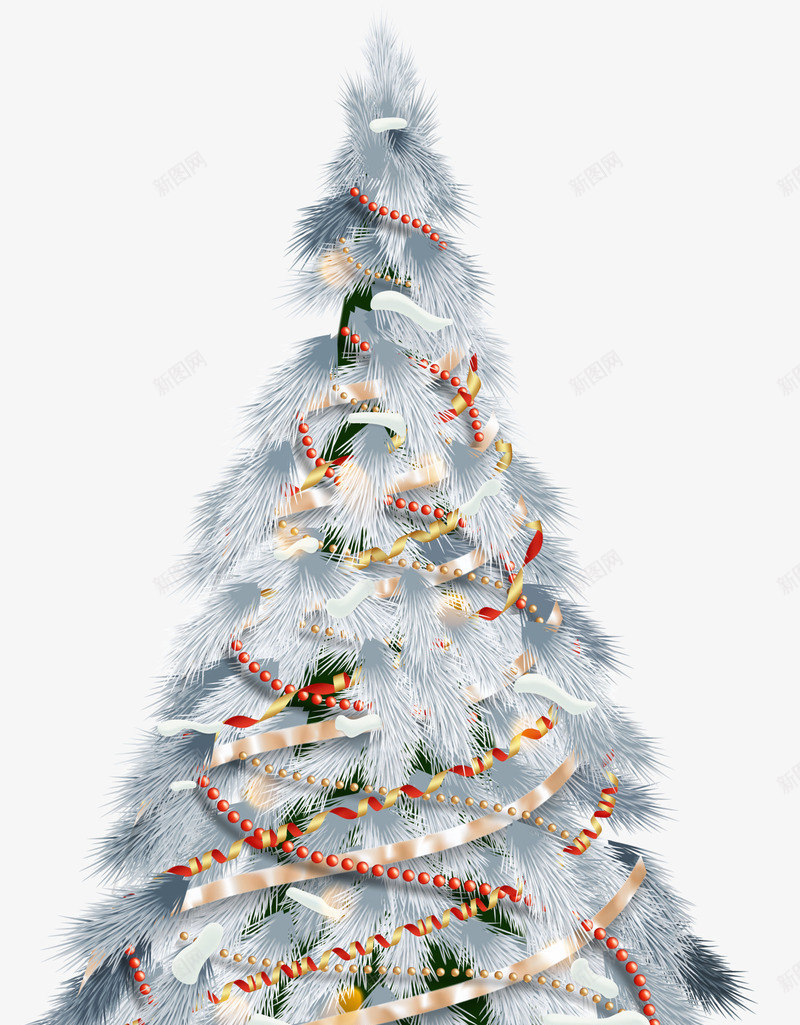 白色绸带圣诞树png免抠素材_新图网 https://ixintu.com 圣诞节 橙色花纹 清新植物 白色圣诞树 装饰图案