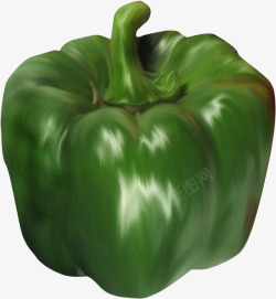 手绘绿色大青椒图形素材