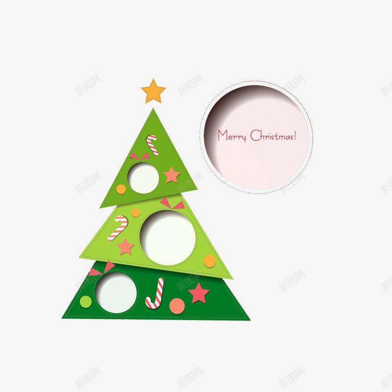 创意拼接圣诞树贺卡png免抠素材_新图网 https://ixintu.com 剪纸 圣诞树 圣诞节 贺卡