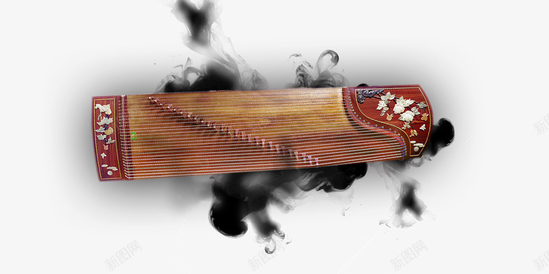 古筝png免抠素材_新图网 https://ixintu.com 中国风 传统乐器 古筝 古风 墨迹