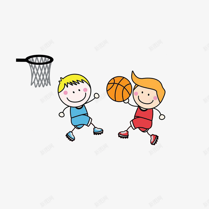 两个比赛投篮的男孩png免抠素材_新图网 https://ixintu.com 卡通投篮 小朋友 篮球比赛 黑色篮球框