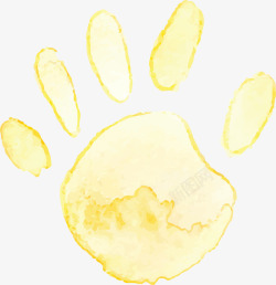 黄色水彩手掌印插画装饰素材