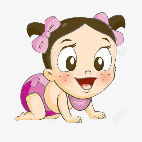卡通手绘婴儿小女孩png免抠素材_新图网 https://ixintu.com 卡通婴儿 可爱 女孩 尿不湿