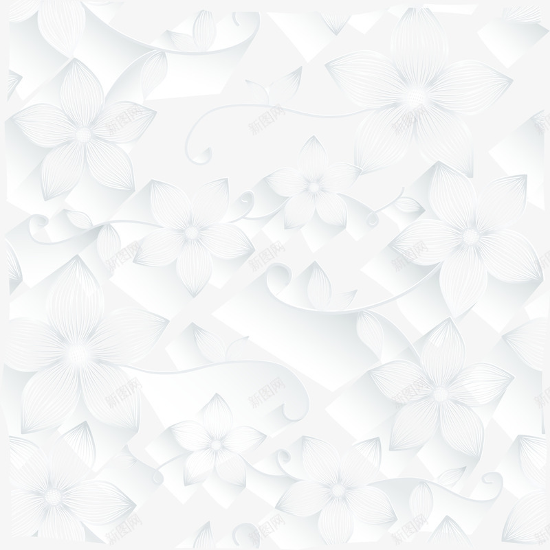 白色清新花朵背景png免抠素材_新图网 https://ixintu.com 清新 白色 简约 背景 花朵 边框纹理 鲜花