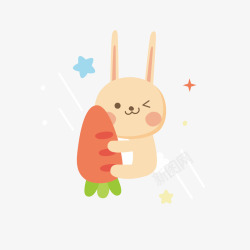 吃萝卜兔子可爱胡萝卜兔子手绘矢量图高清图片