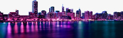 紫色河边城市海报背景七夕情人节素材