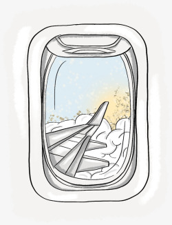 飞机窗户手绘水彩白色的窗户高清图片
