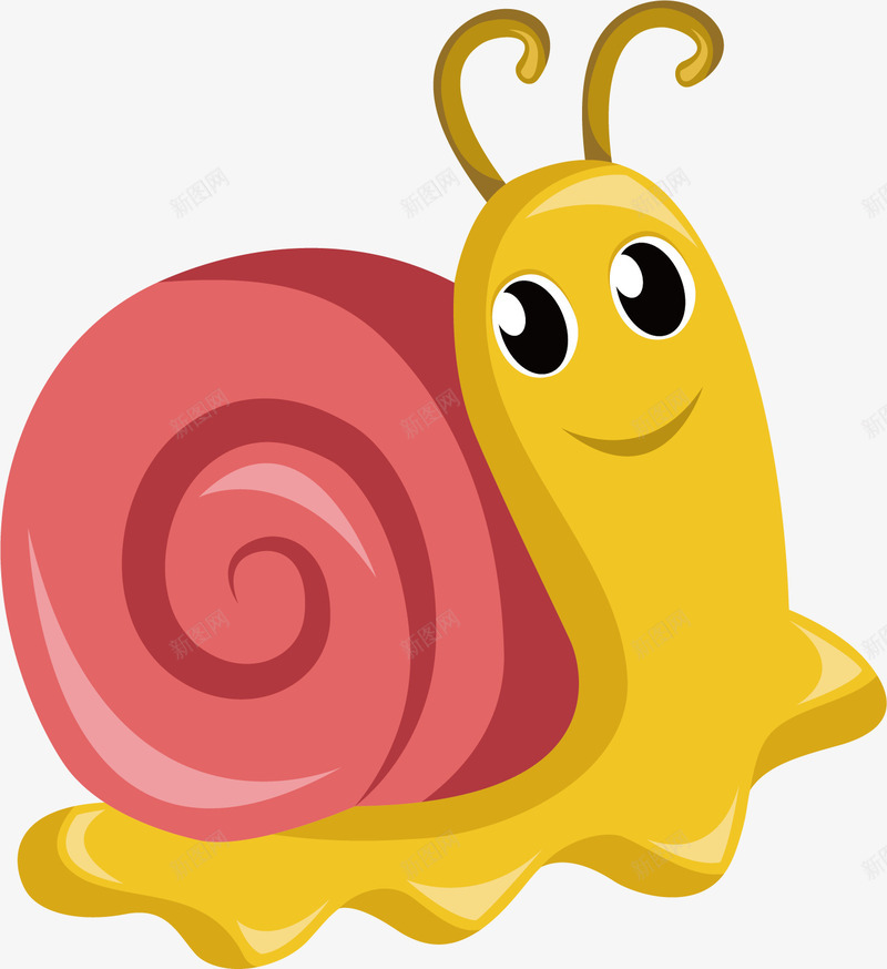水彩红色蜗牛矢量图ai免抠素材_新图网 https://ixintu.com 动物 卡通 可爱 开心 水彩 蜗牛 黄色 矢量图